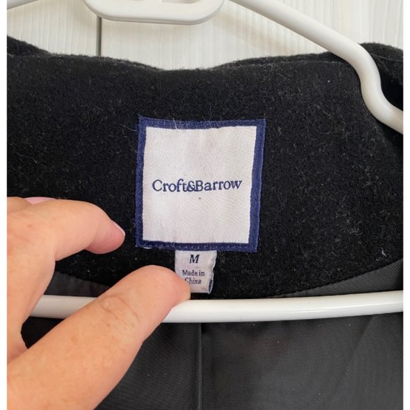 Croft & Barrow Wool Blend Pea Coat with Hood - Black - Size M - Picture 2 of 4